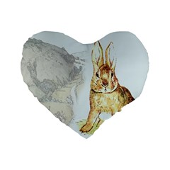 Rabbit  Standard 16  Premium Heart Shape Cushions by Valentinaart