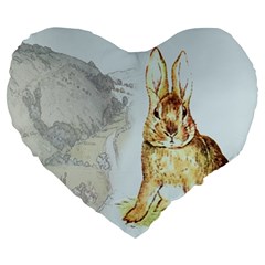 Rabbit  Large 19  Premium Heart Shape Cushions by Valentinaart