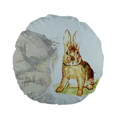 Rabbit  Standard 15  Premium Flano Round Cushions by Valentinaart