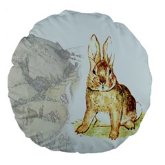 Rabbit  Large 18  Premium Flano Round Cushions by Valentinaart