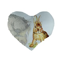 Rabbit  Standard 16  Premium Flano Heart Shape Cushions by Valentinaart