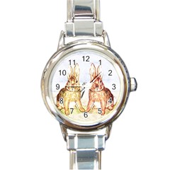 Rabbits  Round Italian Charm Watch by Valentinaart