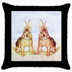 Rabbits  Throw Pillow Case (black) by Valentinaart