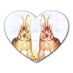 Rabbits  Heart Mousepads by Valentinaart