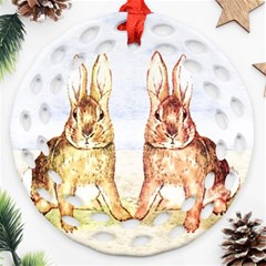 Rabbits  Round Filigree Ornament (two Sides) by Valentinaart