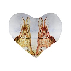 Rabbits  Standard 16  Premium Heart Shape Cushions by Valentinaart