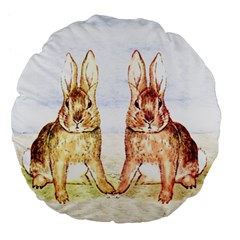 Rabbits  Large 18  Premium Flano Round Cushions by Valentinaart