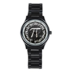 Pi Stainless Steel Round Watch by Valentinaart