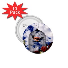 Vintage bird in the cage  1.75  Buttons (10 pack)