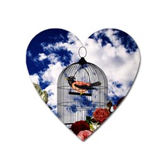 Vintage bird in the cage  Heart Magnet