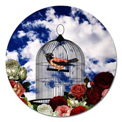 Vintage Bird In The Cage  Magnet 5  (round) by Valentinaart