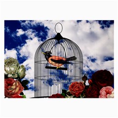 Vintage bird in the cage  Large Glasses Cloth (2-Side)