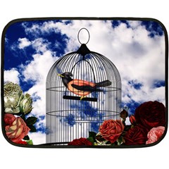 Vintage Bird In The Cage  Fleece Blanket (mini) by Valentinaart