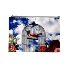 Vintage bird in the cage  Cosmetic Bag (Large) 