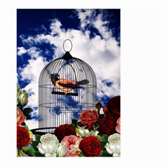 Vintage Bird In The Cage  Large Garden Flag (two Sides) by Valentinaart