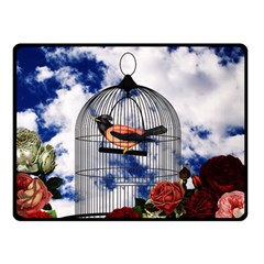 Vintage Bird In The Cage  Double Sided Fleece Blanket (small)  by Valentinaart