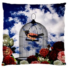 Vintage Bird In The Cage  Standard Flano Cushion Case (one Side) by Valentinaart