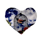 Vintage bird in the cage  Standard 16  Premium Flano Heart Shape Cushions Front