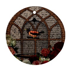 Vintage Bird In The Cage Ornament (round) by Valentinaart