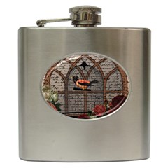 Vintage Bird In The Cage Hip Flask (6 Oz) by Valentinaart