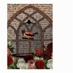 Vintage Bird In The Cage Small Garden Flag (two Sides) by Valentinaart