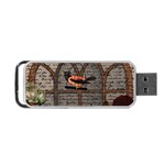 Vintage bird in the cage Portable USB Flash (Two Sides) Front