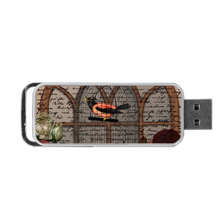 Vintage bird in the cage Portable USB Flash (Two Sides)