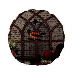 Vintage Bird In The Cage Standard 15  Premium Round Cushions by Valentinaart