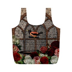 Vintage Bird In The Cage Full Print Recycle Bags (m)  by Valentinaart