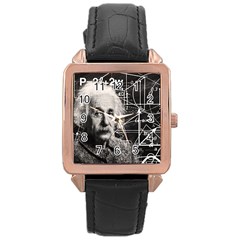 Albert Einstein Rose Gold Leather Watch  by Valentinaart