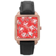 Pattern Rose Gold Leather Watch  by Valentinaart