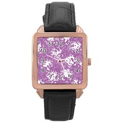 Pattern Rose Gold Leather Watch  by Valentinaart