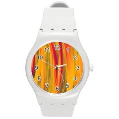 Pattern Round Plastic Sport Watch (m) by Valentinaart