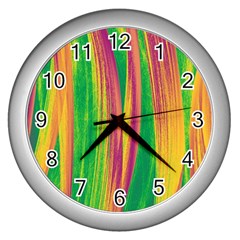 Pattern Wall Clocks (silver)  by Valentinaart