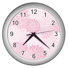 Floral pattern Wall Clocks (Silver) 