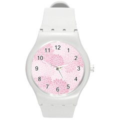 Floral pattern Round Plastic Sport Watch (M)