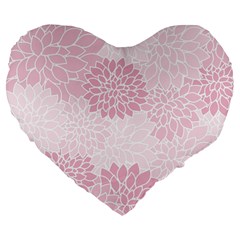 Floral pattern Large 19  Premium Flano Heart Shape Cushions