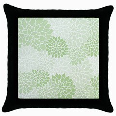 Floral Pattern Throw Pillow Case (black) by Valentinaart