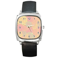 Floral Pattern Square Metal Watch by Valentinaart