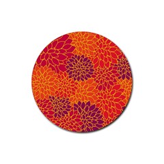 Floral Pattern Rubber Round Coaster (4 Pack)  by Valentinaart