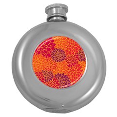 Floral Pattern Round Hip Flask (5 Oz) by Valentinaart