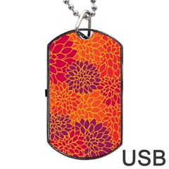 Floral Pattern Dog Tag Usb Flash (one Side) by Valentinaart