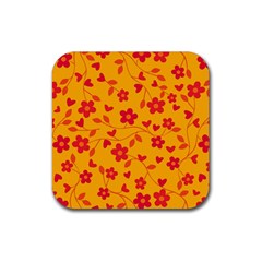 Floral Pattern Rubber Coaster (square)  by Valentinaart