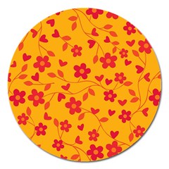 Floral pattern Magnet 5  (Round)