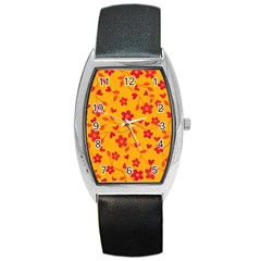 Floral pattern Barrel Style Metal Watch