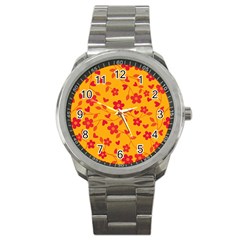 Floral Pattern Sport Metal Watch by Valentinaart