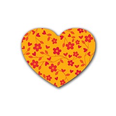 Floral pattern Rubber Coaster (Heart) 