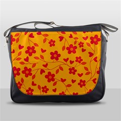 Floral Pattern Messenger Bags by Valentinaart