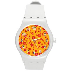 Floral pattern Round Plastic Sport Watch (M)