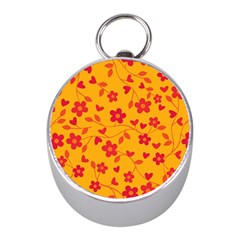 Floral pattern Mini Silver Compasses